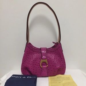 Dooney and Bourke Ostrich Shoulder Bag Raspberry